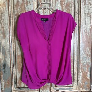 INC International Concepts Button Down Women’s L Blouse Hot Violet / Fuchsia